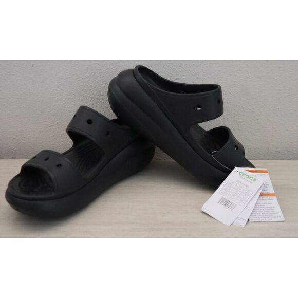 Crocs 207670-001 Unisex Men's Sz 6 Women's Sz 8 Black Classic Crush Sandals - Picture 1 of 10